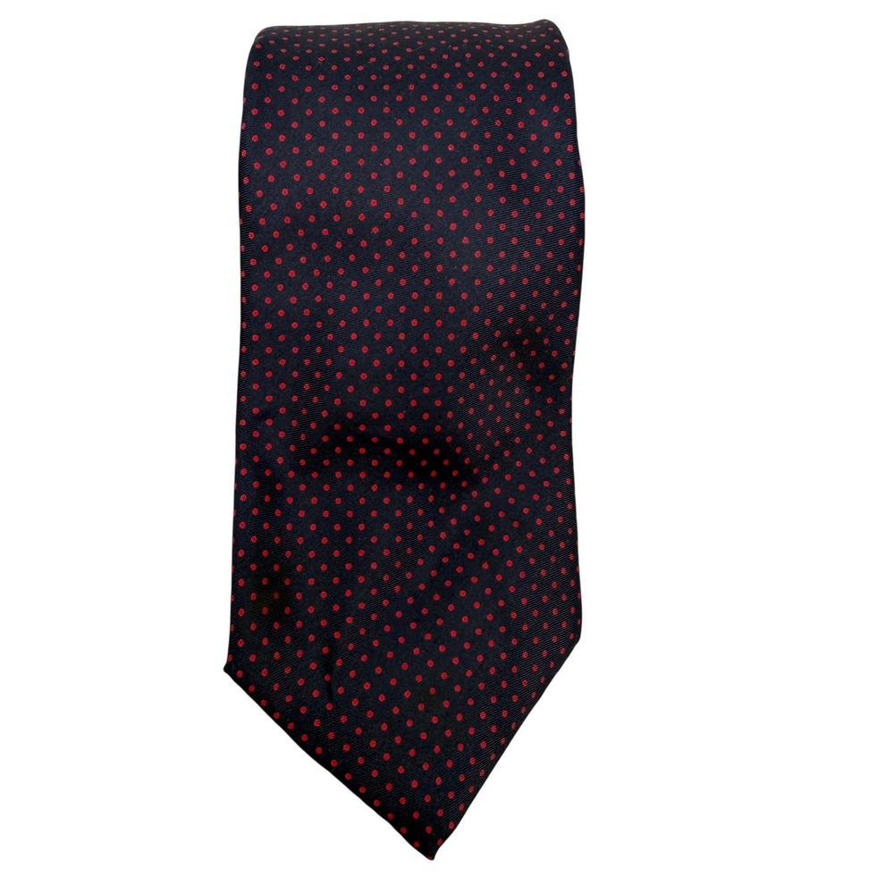 Marshall Fields‎ Store for Men Navy Blue Red Polka Dot Silk Blend Necktie Tie